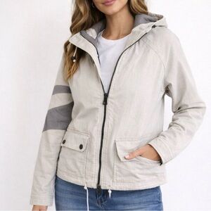 Able Jeans Utility Hooded Boyfriend Jacket XS Neutral